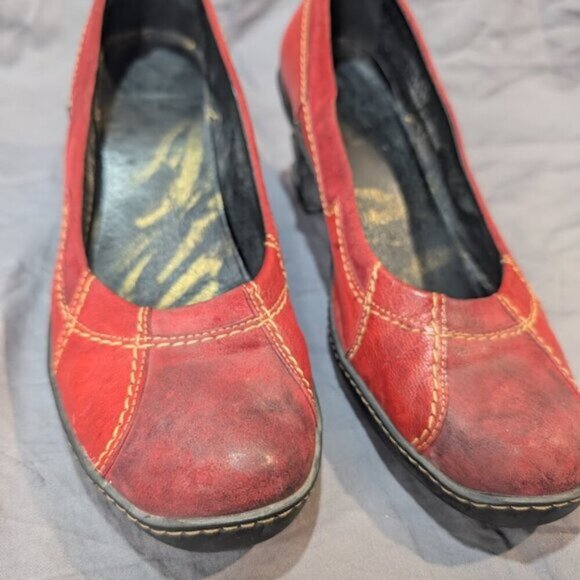 Eject Red Leather Block Heel Pumps Size 41 - Picture 4 of 11